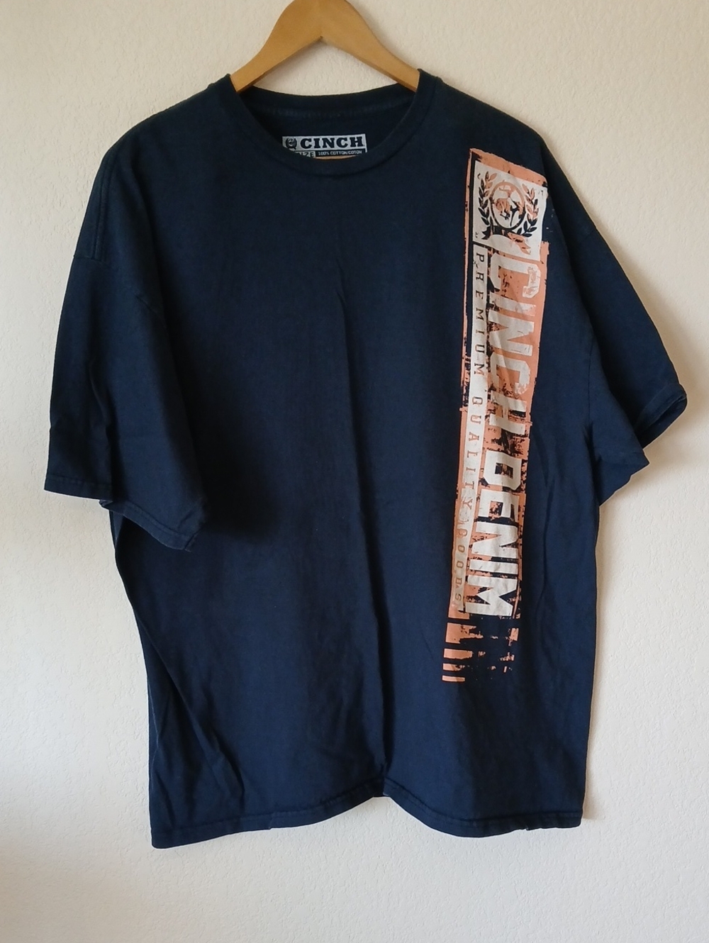 Cinch Navy Short Sleeve Shirt Peach Graphic